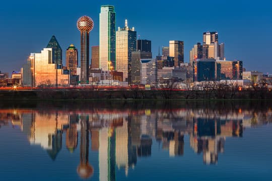 Dallas-Fort Worth skyline at night